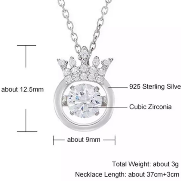 Sterling Silver 925 CZ Crown Necklace - Picture 2 of 6